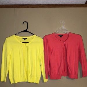 Two George cardigans. Peach and yellow.